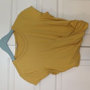 Yellow Short Sleeve Crop Top with Ruched Detail